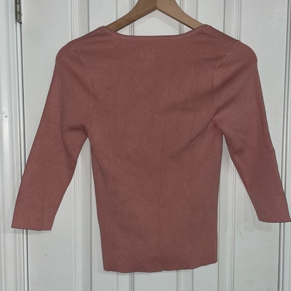 Maeve By Anthropologie Pink Ribbed 3/4 Sleeve Sweater Size Small - Picture 4 of 5